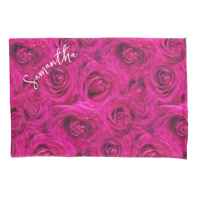 PERSONALIZED PINK ROSES PATTERN PILLOW CASE (Front)