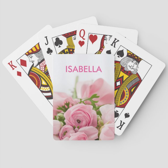 Personalized Pink Roses Poker Cards (Back)