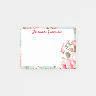 Personalized Pink Roses Post-it Notes