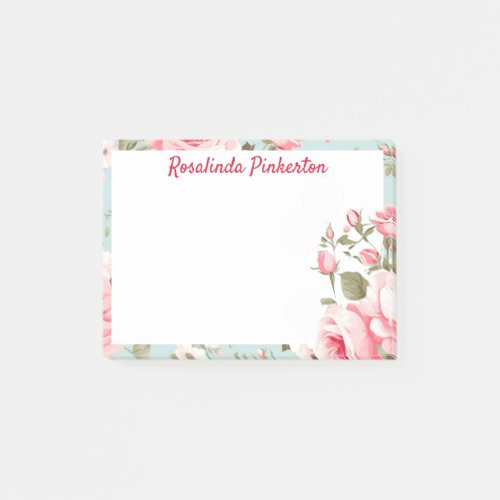 Personalized Pink Roses Post_it Notes