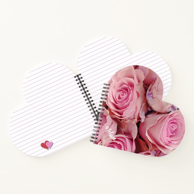 Personalized pink roses romantic floral  notebook (Inside)