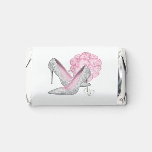 Personalized Pink Roses Silver Heels Bridal Shower Hersheys Miniatures