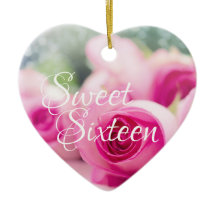 Personalized Pink Roses Sweet Sixteen Christmas