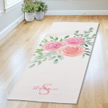 Personalized Pink Roses Yoga Mat<br><div class="desc">This pretty yoga mat is decorated with a watercolor bouquet of roses and foliage in shades of pink,  coral and green. 
A text template is included to personalize this design with your name and monogram making this yoga mat unique to you.
Original Watercolor © Michele Davies.</div>