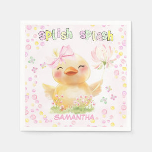 Personalized Pink Rubber Duck Paper Napkin