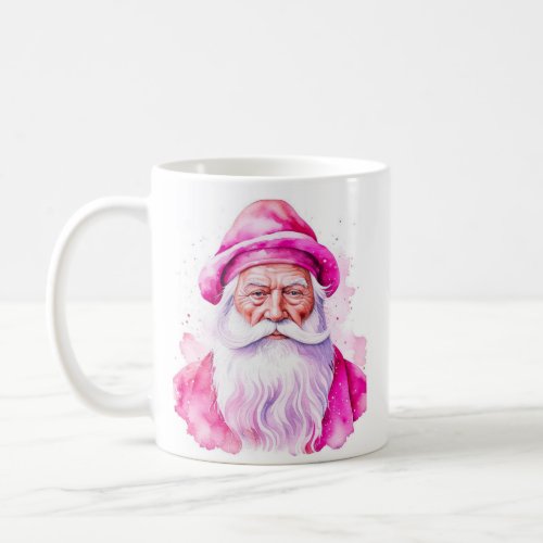 Personalized Pink Santa and Snowman Christmas Coffee Mug