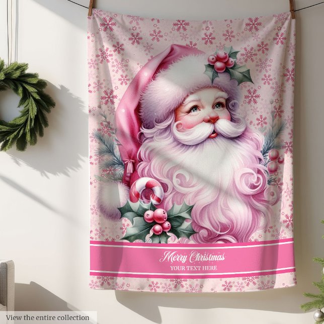 Personalized Pink Santa Blanket Girls Christmas (Personalized Pink Santa Blanket Girls Christmas)