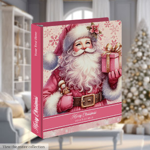 Personalized Pink Santa Claus Family Album Binder
