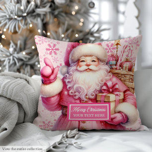 Personalized Pink Santa Claus Pillow for Christmas