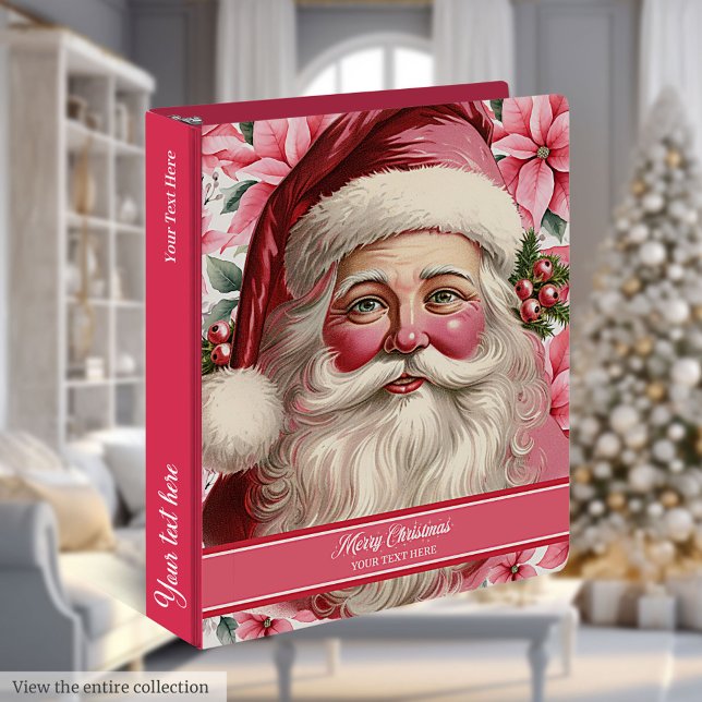 Personalized Pink Santa Claus Recipe Binder Gift (Personalized Pink Santa Claus Recipe Binder Gift)
