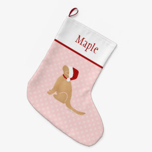 Personalized Pink Santa Dog Christmas Stocking