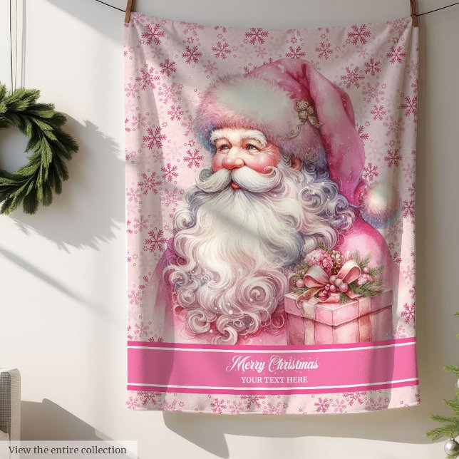 Personalized Pink Santa Girls Blanket Christmas (Personalized Pink Santa Girls Blanket Christmas Cozy)