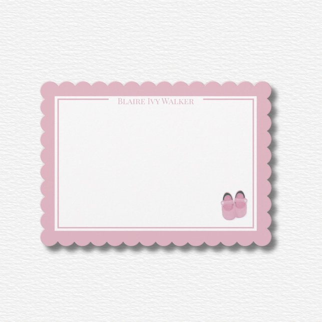 Personalized Pink Scalloped Stationery Invitation (Creator Uploaded)