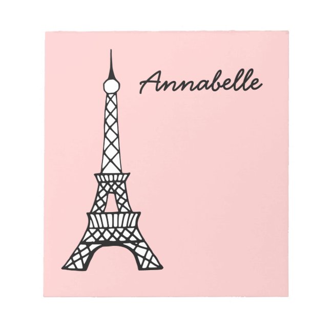 Personalized Pink School Eiffel Tower Notepad Gift (Front)