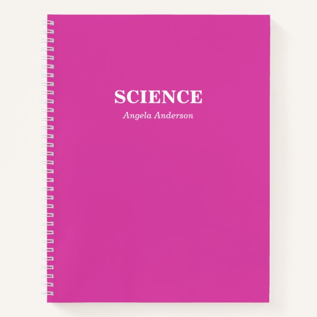 Personalized Pink School Subject Spiral Notebook (Front)