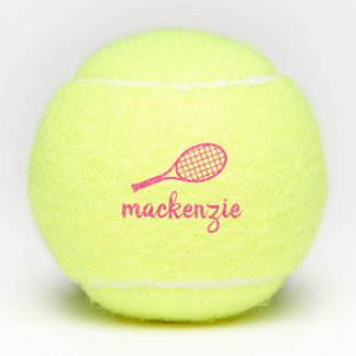 Personalized Pink Script Name Tennis Balls