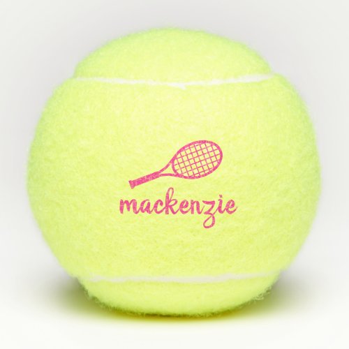 Personalized Pink Script Name Tennis Balls