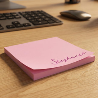 Personalized Pink Script Post it Sticky Notes