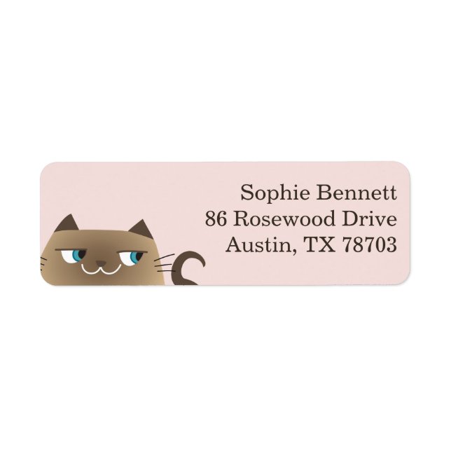 Personalized Pink Siamese Cat Return Address Label (Front)
