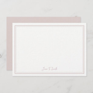 Personalized Pink Simple Modern Border Stationary Thank You Card
