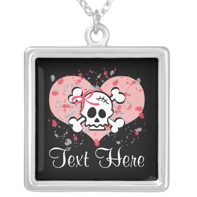 Personalized Pink Skull Necklace (Front)