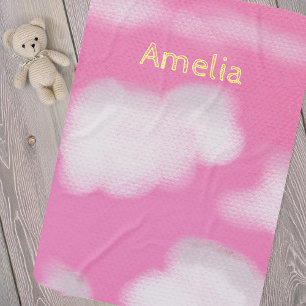 Personalized Pink Sky Baby Blanket