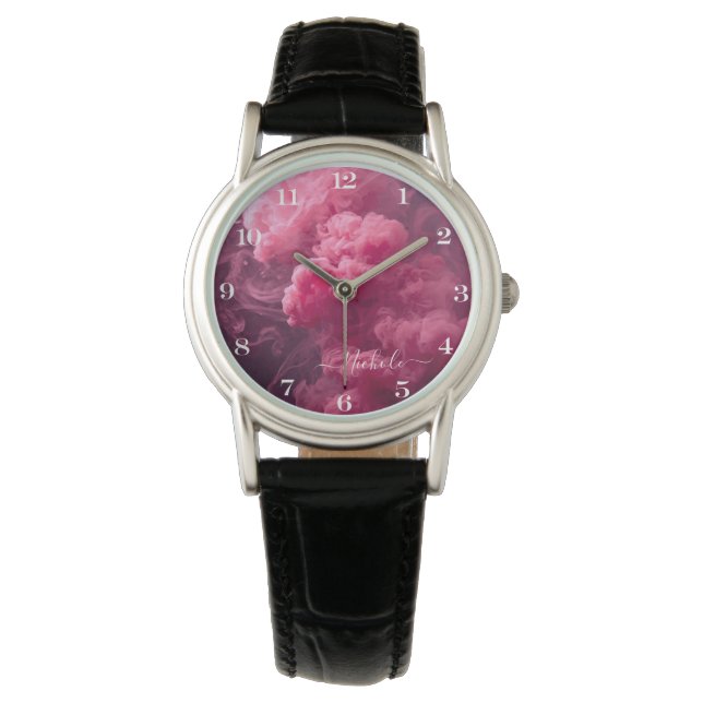 Personalized Pink Smoke  Watch (Front)