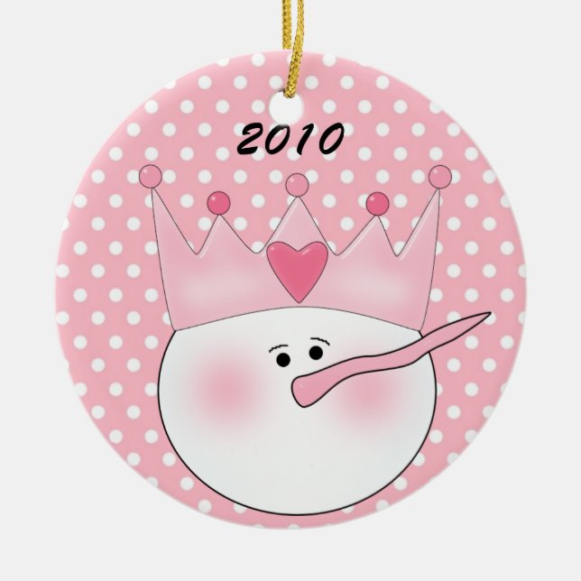 Personalized Pink Snow Princess Ornament (Front)
