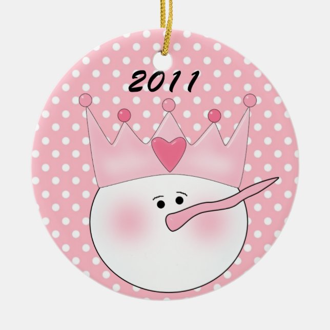 Personalized Pink Snow Princess Ornament (Front)