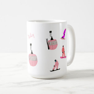 Personalized Pink Snowboard Snowboarding Coffee Mug