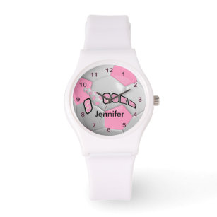 Personalized Pink Soccer Ball Watch