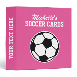 Personalized pink soccer card binder for girls