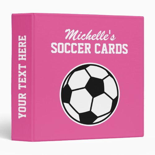 Personalized pink soccer card binder for girls