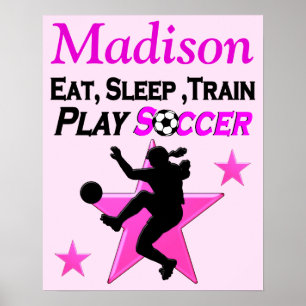 PERSONALIZED PINK SOCCER PLAYER POSTER