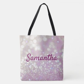 Personalized Pink Sparkled Tote Bag