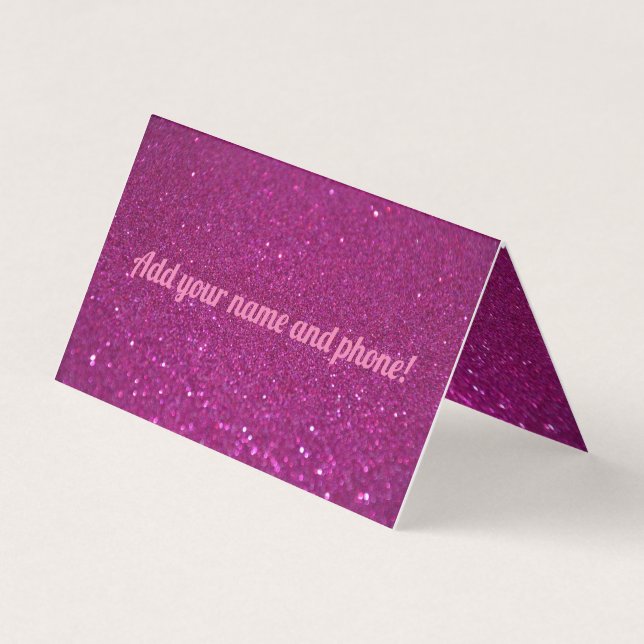 Personalized pink sparkling glitter business card (Front)