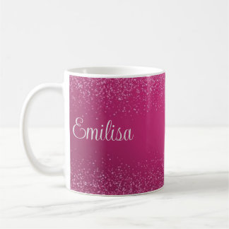 Personalized Pink Sparkly Name Ceramic Mug