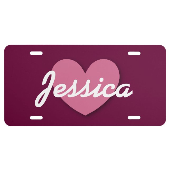 Personalized Pink Star Custom Name V02 License Plate (Front)