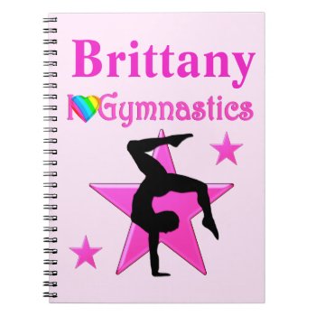 Personalized Pink Star Gymnastics Journal by MySportsStar at Zazzle