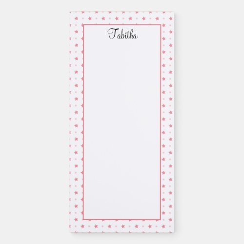 Personalized Pink Stars and Dots Magnetic Notepad