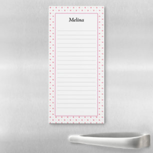 Personalized Pink Stars and Pale Dots Lined Magnetic Notepad