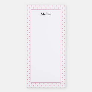 Personalized Pink Stars and Pale Dots Unlined Magnetic Notepad