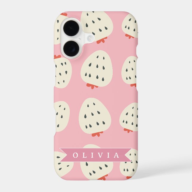 Personalized Pink Strawberry Name Cute Girly Case-Mate iPhone Case (Back)