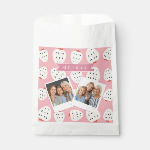 Personalized Pink Strawberry Name Cute Girly Favor Bag