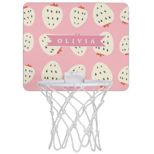 Personalized Pink Strawberry Name Cute Girly Mini Basketball Hoop