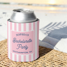 Personalized Pink Stripe Beach Bachelorette Party