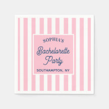 Personalized Pink Stripe Beach Bachelorette Party
