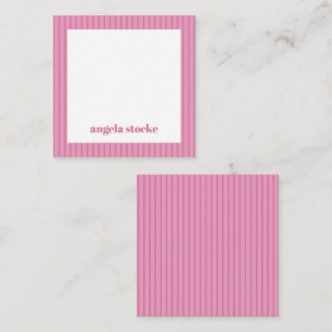 Personalized Pink Stripe Enclosure Note Card