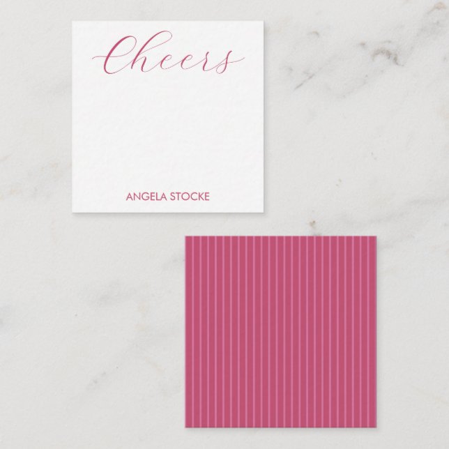 Personalized Pink Stripe Note Card (Front/Back)