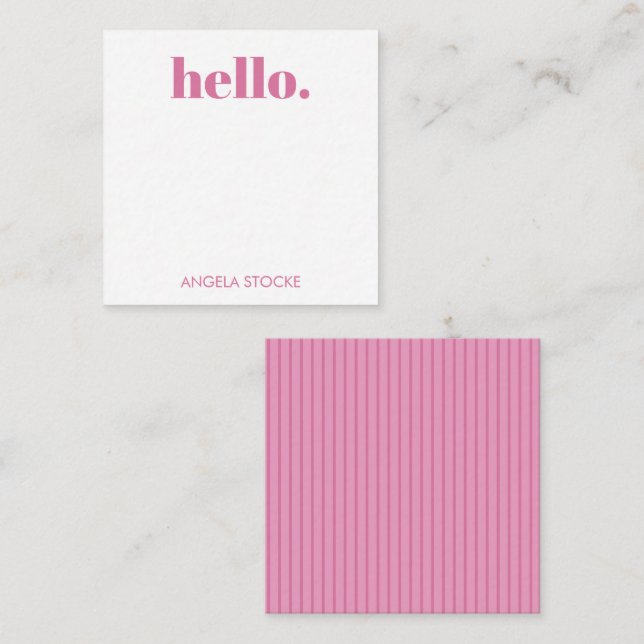 Personalized Pink Stripe Note Card (Front/Back)